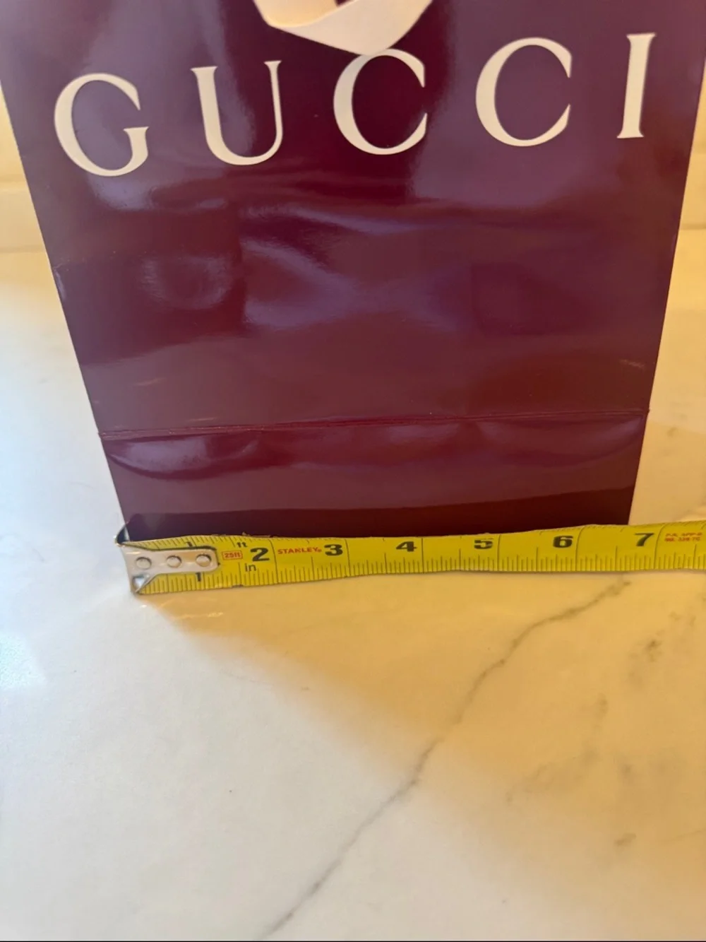 Gucci Deep Wine Gift Bag with White Ribbon Handles 12x7x4